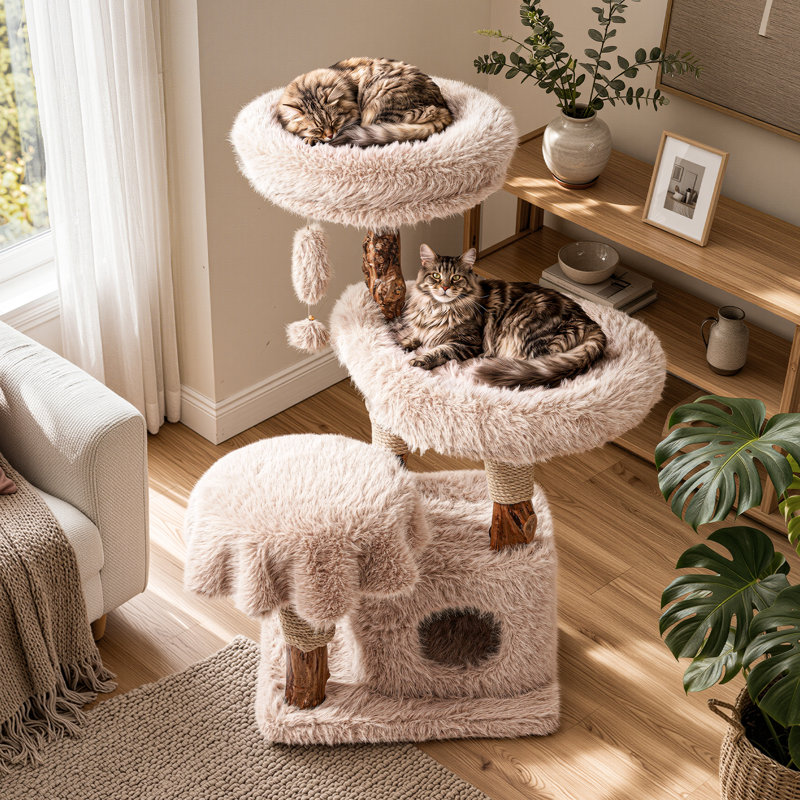 Arbre à chat en bois massif Artisan