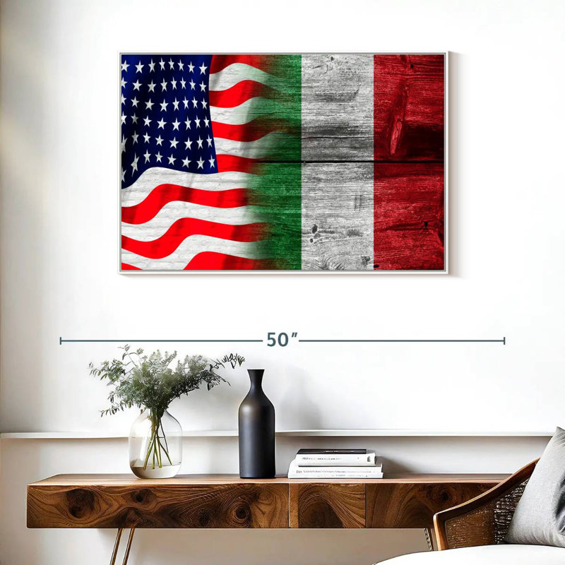 Nish des États-Unis et de l'Italie, Cadre flottant blanc, 37 po x 25 po