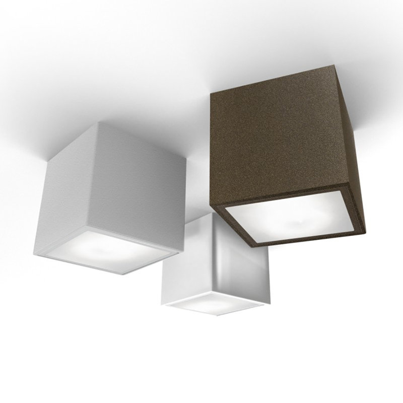 1 - Light 4" Simple Square Flush Mount, Metallized Brown, 75W Halogen
