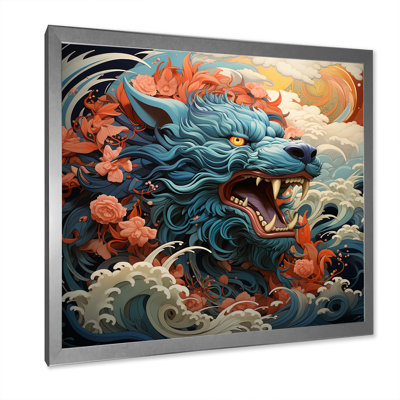 Dragon japonais sur la vague au large de Kanagawa IV - Dragons, art mural