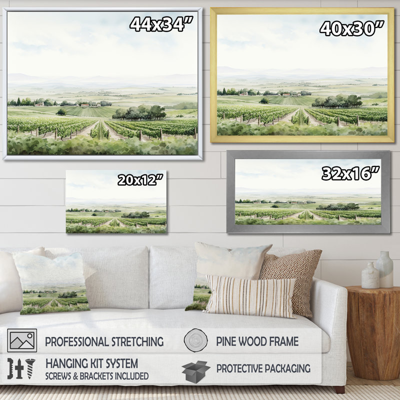 «Vineyard Scenery Landscape Beauty III», reproduction sur toile, H 12 po x l 20 po x P 1 po, Toile tendue