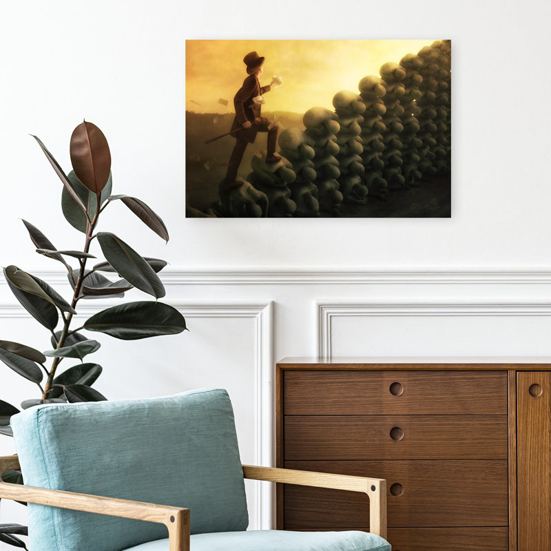 Golden Path Of Ambition Surreal Abstract Contemporary Wall Art Print by Christophe Kiciak - Wrapped Canvas Print