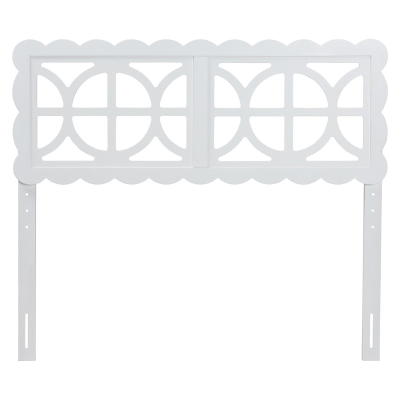 Baxton Studio Nansen Wood Headboard With Scalloped Frame - Geometric Cutout Decorative Panel For Bed Frame, Modern Coastal Bedroom Accent With Adjustable Height, Full, White