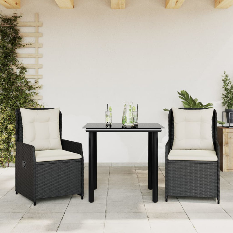  Garden Dining Set Black, Cream White