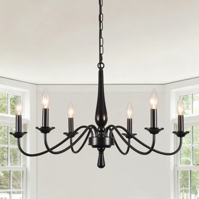 6-Light 27.83" Dimmable Classic Traditional Candle Style Chandelier