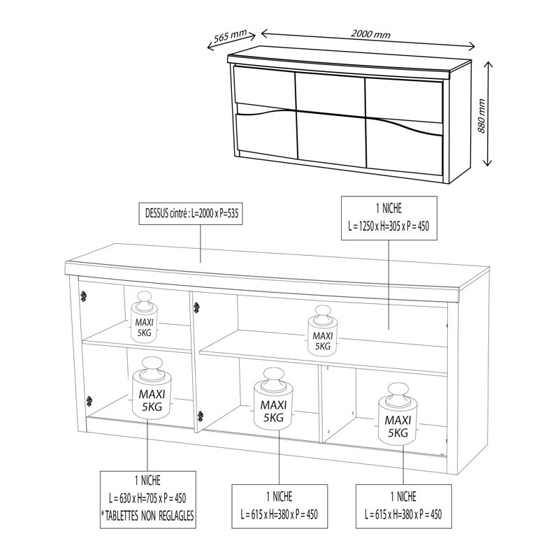 Stanley 200cm Sideboard, White