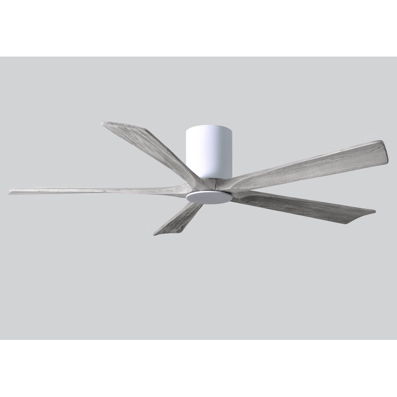 Ventilateur de plafond à 5 pales DEL avec ensemble d'éclairage inclus Irene, Blanc brillant, 60", Ton bois de grange