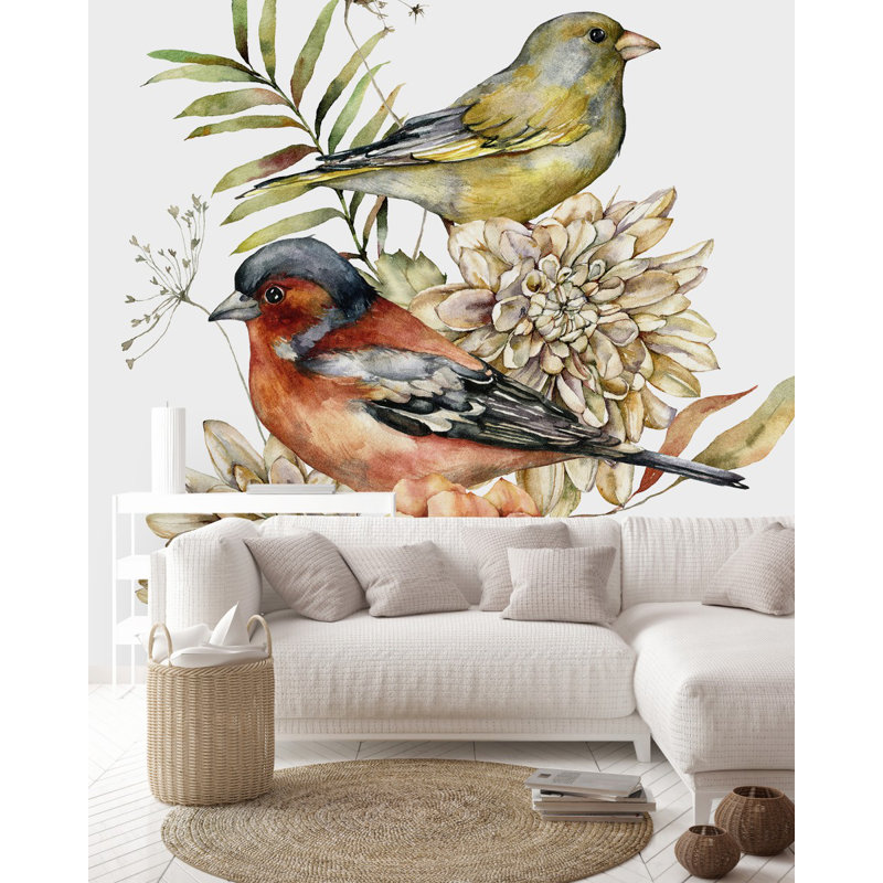 Panneau de papier peint oiseaux 8,33 pi x 100 po, L 10,4 pi x l 125 po