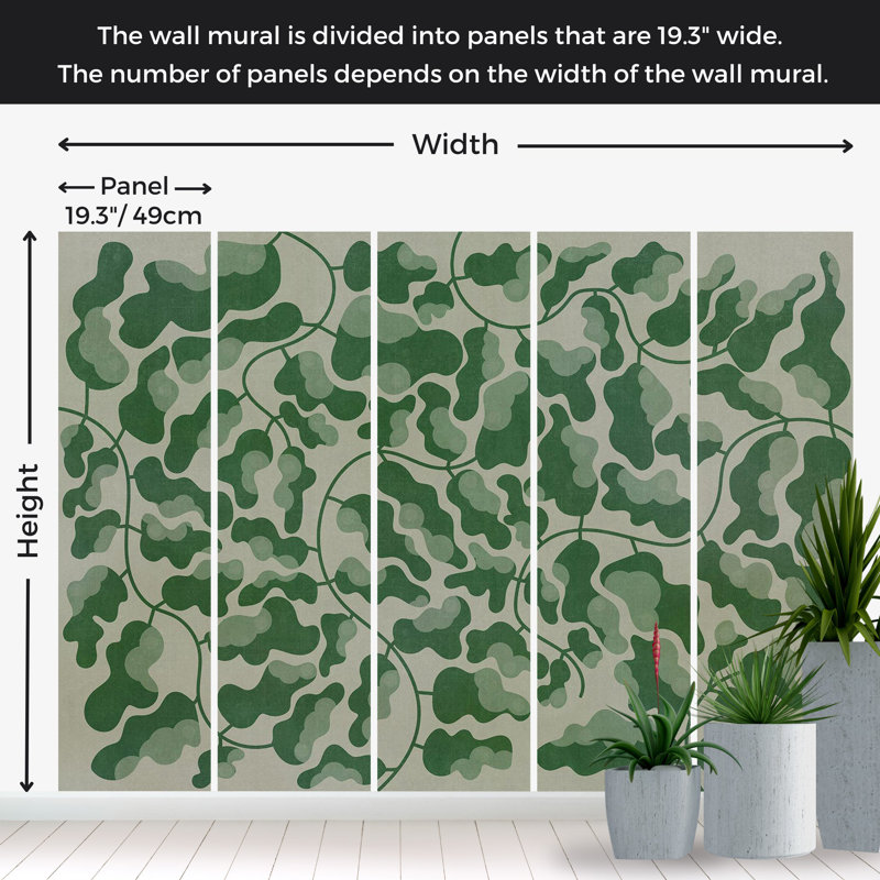 Murale botanique pelez et collez - Labyrinthe vert, L 100 po x l 135 po