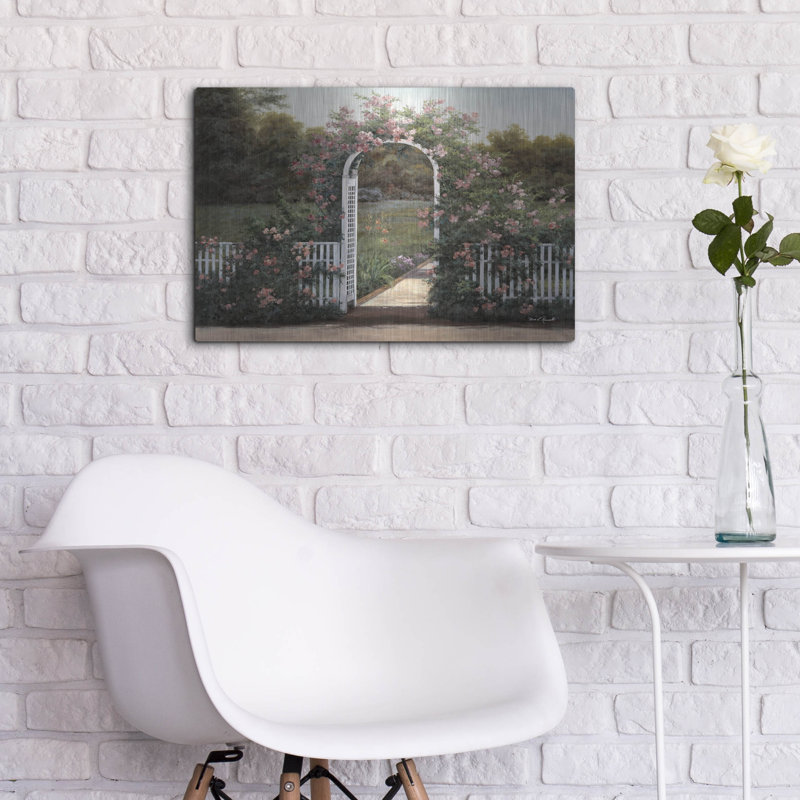 «Rose Trellis» par Diane Romanello, art mural en métal, H 16 po x l 24 po