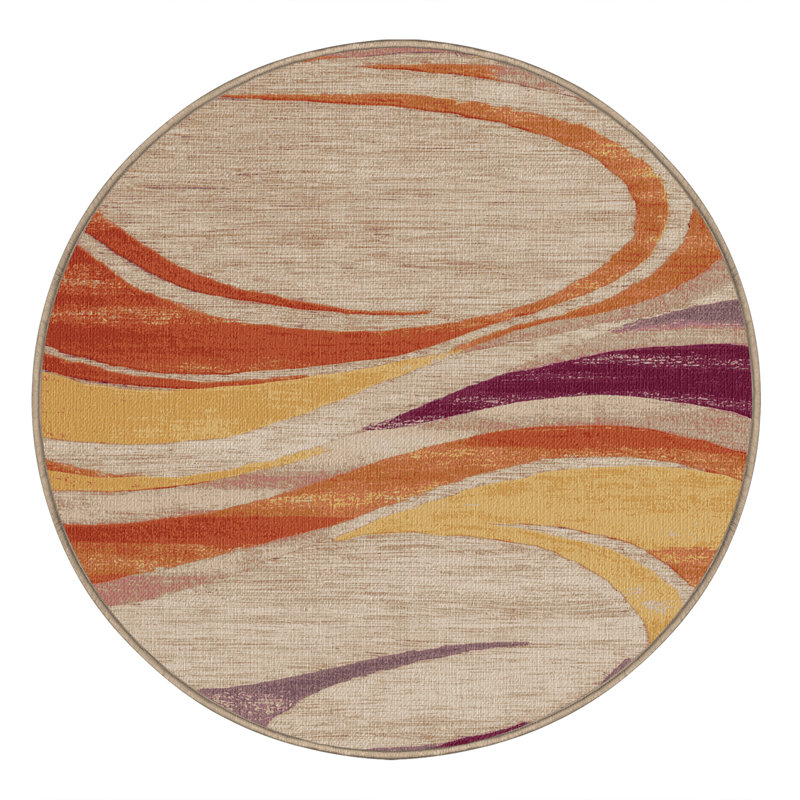 Washable Dawn Colors Hawaiian Area Rug, Round 3'