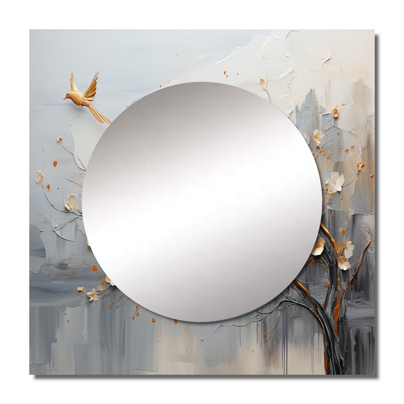 Grand miroir carré Ardzruni - Japon, beige et or, 29 po x 29 po