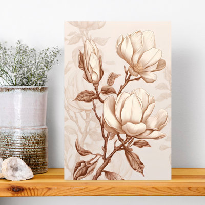 Elegant Magnolia Drawing 1 Piece Wrapped Canvas Wall Art