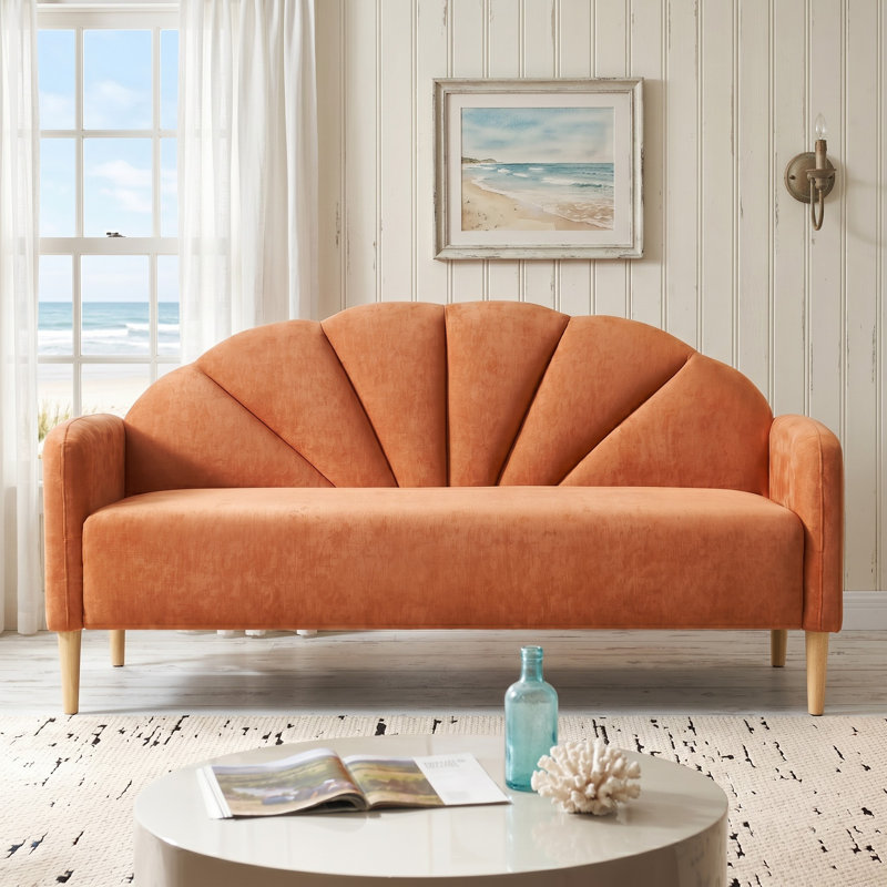Billijo Solid and Manufactured Wood Standard Loveseat, 33.07" H x 64.37" W x 29.53" D, Pale Orange