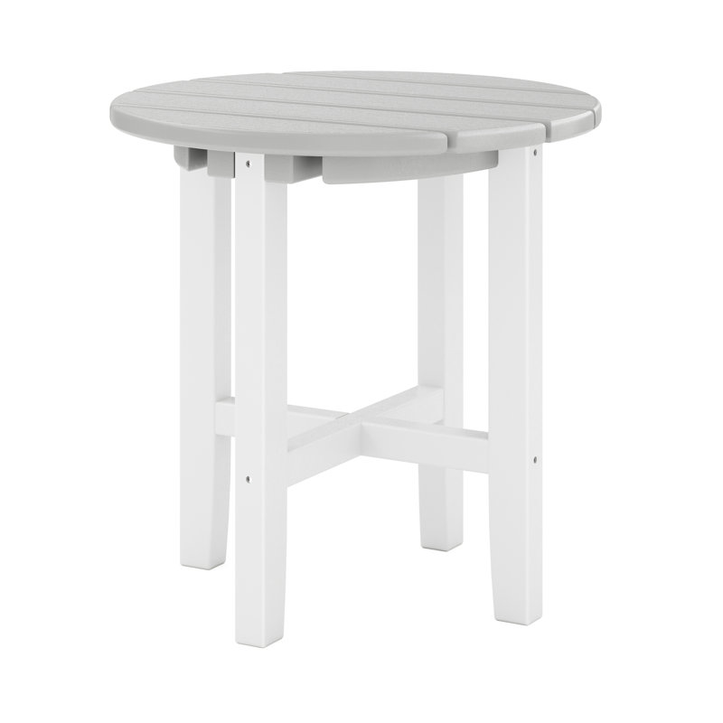 Table d'appoint ronde Iser, Gris héron, Destin - blanc