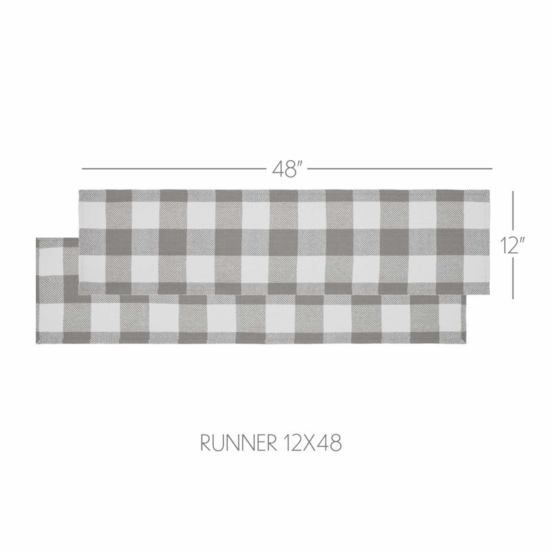 Linge de table à carreaux Annie Buffalo, Gris / Blanc, 48 po x 12 po