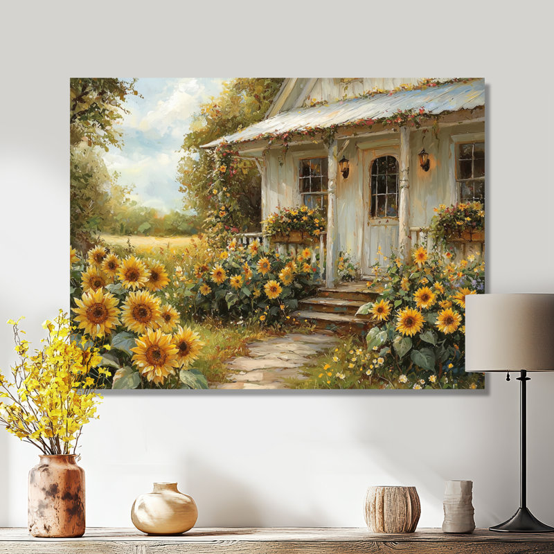 Dominck Sunflowers by The Farmhouse Porch II - Art mural tournesols, H 30 po x l 40 po, Ne pas appliquer, Toile tendue