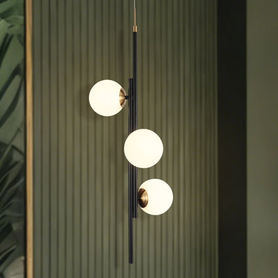 Luminaire suspendu pour îlot de cuisine 3 lumières H 32,5 po avec verre givré