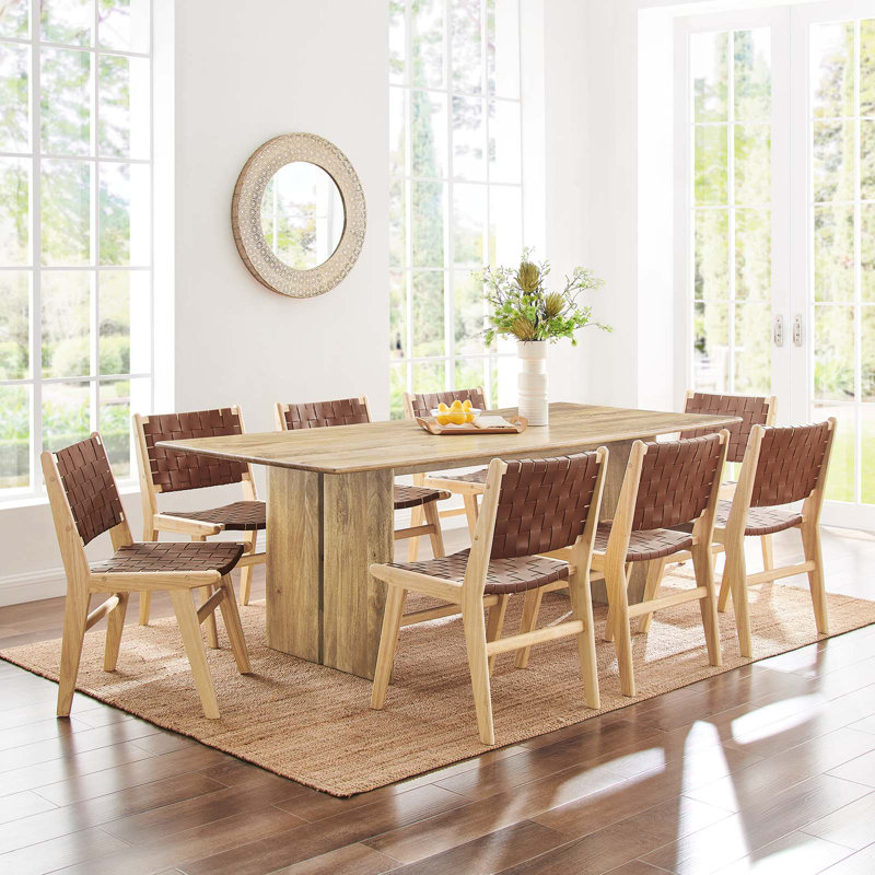 Amistad 86" Oak Mango Wood Farmhouse Dining Table