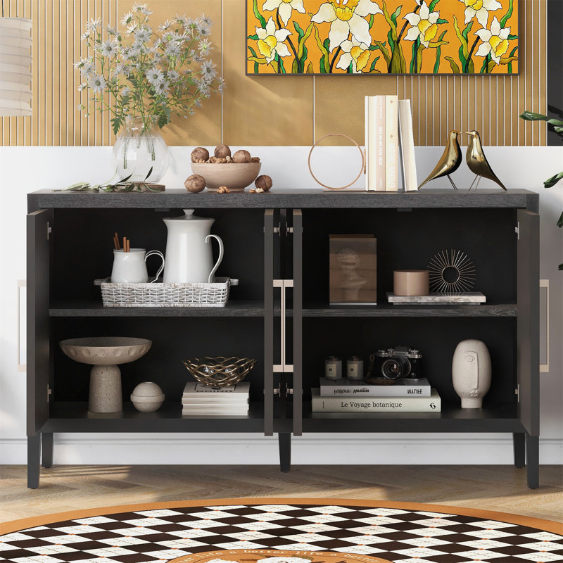 Versatile Wooden Storage Cabinet for Home Organization with Multiple Functions, Black