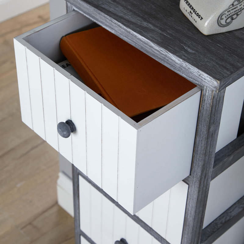 Rilana Fully Assembled 5 Drawer Grey and White Chest Storage Unit