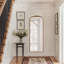 Miroir de plancher autoportant arqué orné antique pleine longueur 71 po x 30 po