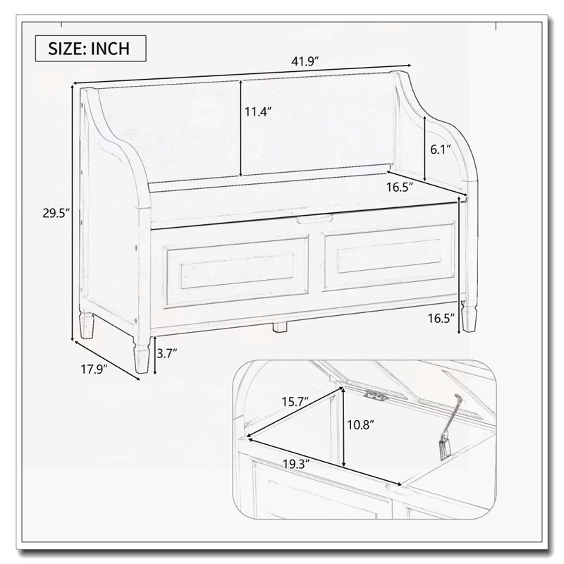 Solid wood Entryway Multifunctional Storage Bench, Brown
