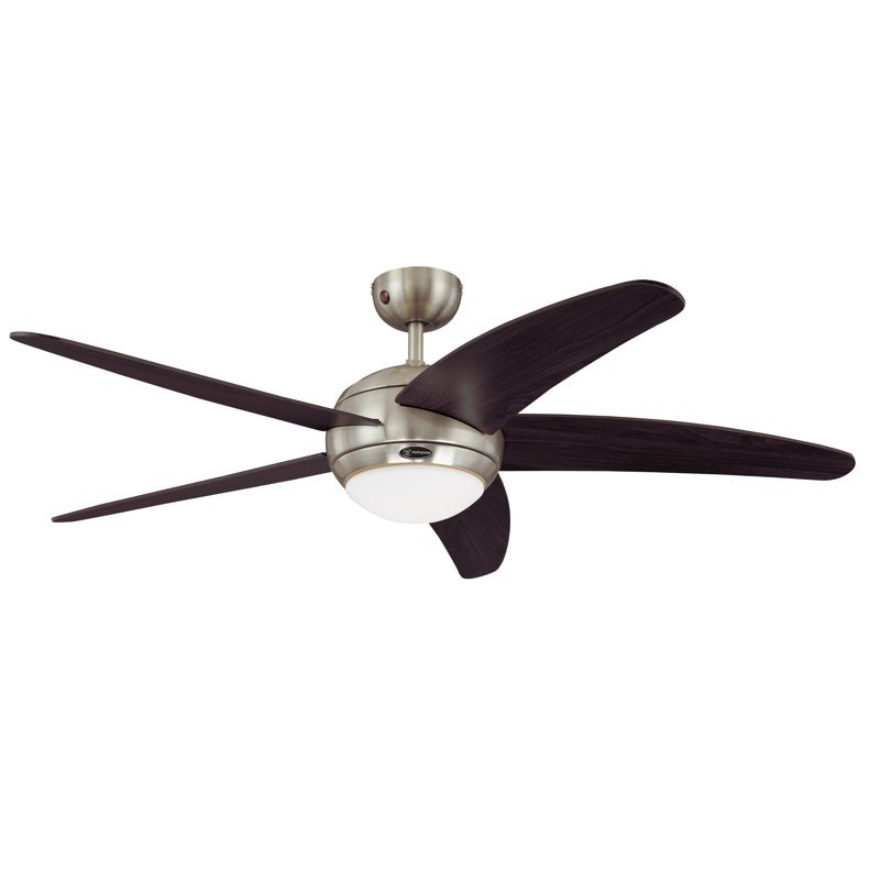 Trinity 132cm Ceiling Fan with Light Kit, Dark brown/Silver