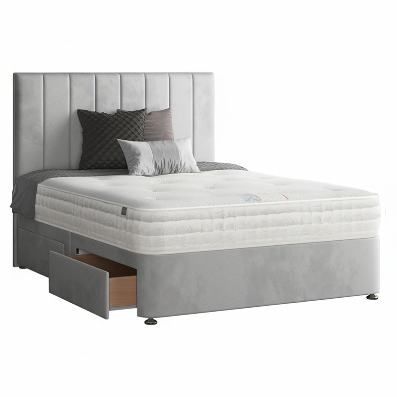 Hedley Divan Bed Base, Silver, 2 Left Drawers, Single (3')