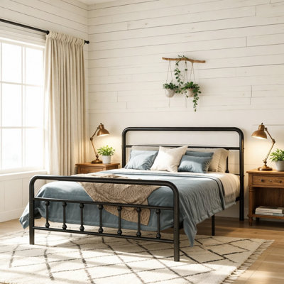 Metal Bed Frame,Full Size Bed Frame With Headboard,Structurally Stable, Under Bed Storage,No Box Spring Needed,Black