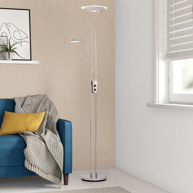 Holliness 180cm LED Torchiere Floor Lamp, Chrome