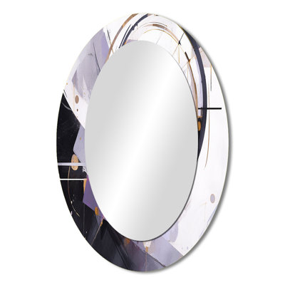 Purple Black Multifaceted Whirls - Abstract Oval Decorative Mirror On Metal