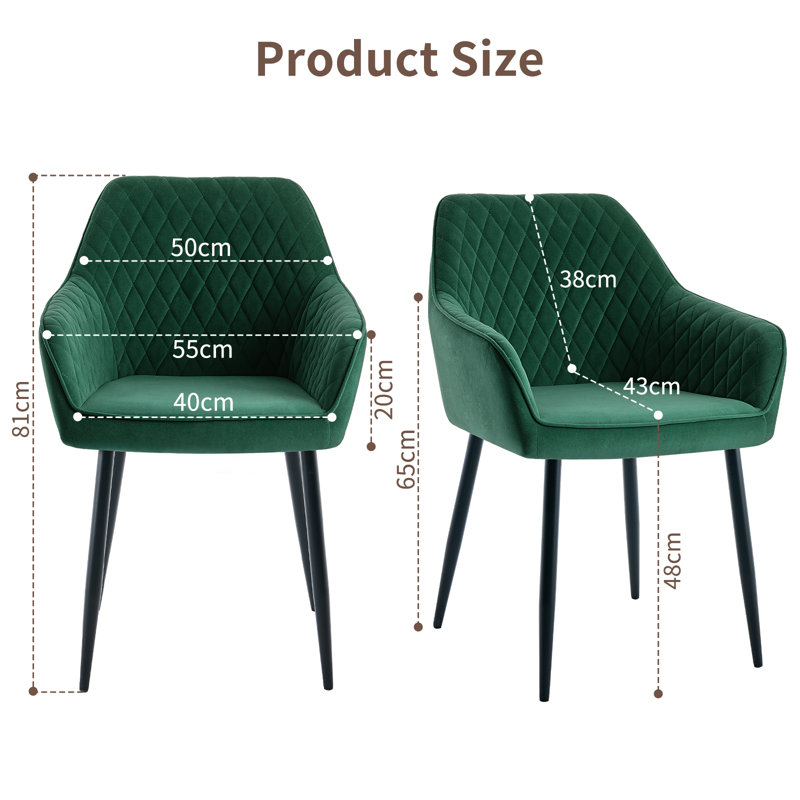 Sexton Upholstered Velvet Arm Dining Chair, Green