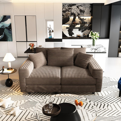 82,7 po, velours côtelé, velours côtelé, 3 places, canapé rembourré confortable, coussins multiples, coussins multiples amovibles, repose-pieds assortis, velours côtelé 82,7 po au design convertible confortable avec structure en bois massif