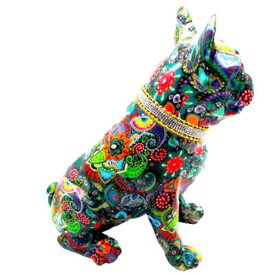 Gizdar Plus Standing Flower French Bulldog with Necklace Figurine
