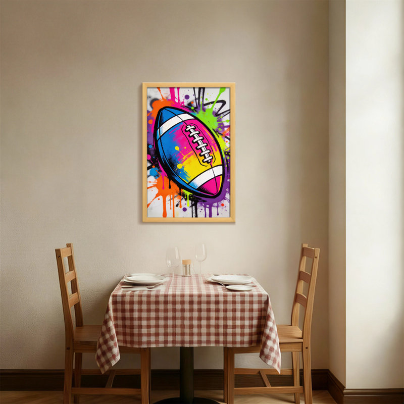 Motif de football coloré tendance avec éclaboussures de peinture, H 18 po x l 12 po