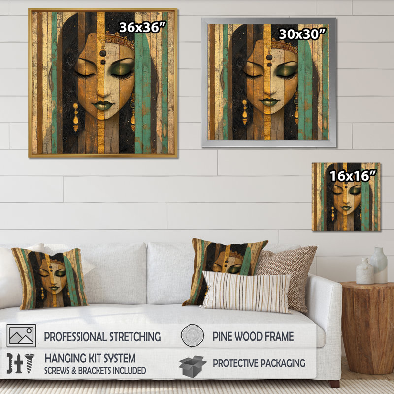 Maissane - salon d'art mural indien, Picture Framed Print, Black, 16" H x 16" W