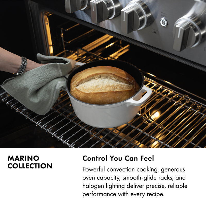 ZLINE 48 in. 6.7 cu. ft. Marino Dual Fuel Range with 8 Brass Gas Burners in Satin Stainless Steel, Gas