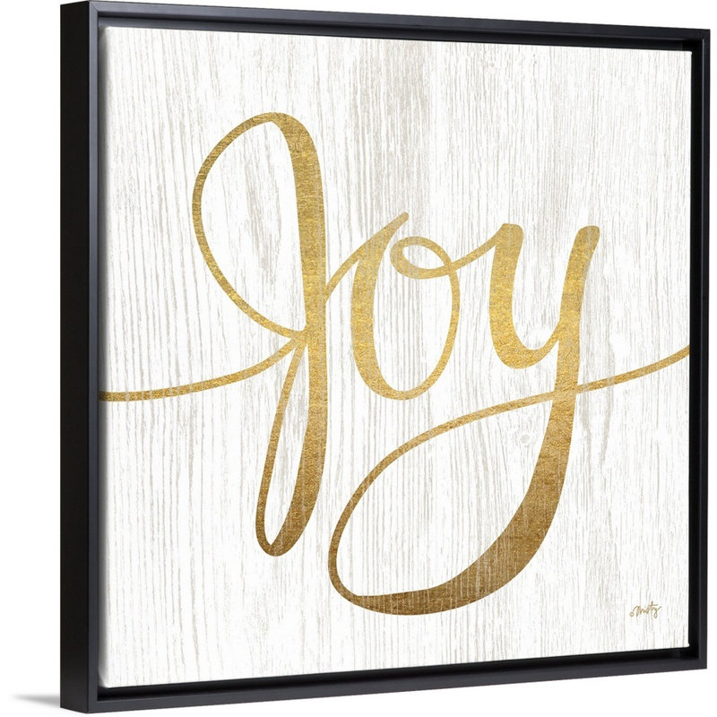 Reproduction d’art textuel sur toile, "Joy" par Misty Michelle, 32" H x 32" W x 1.75" D, Cadre noir
