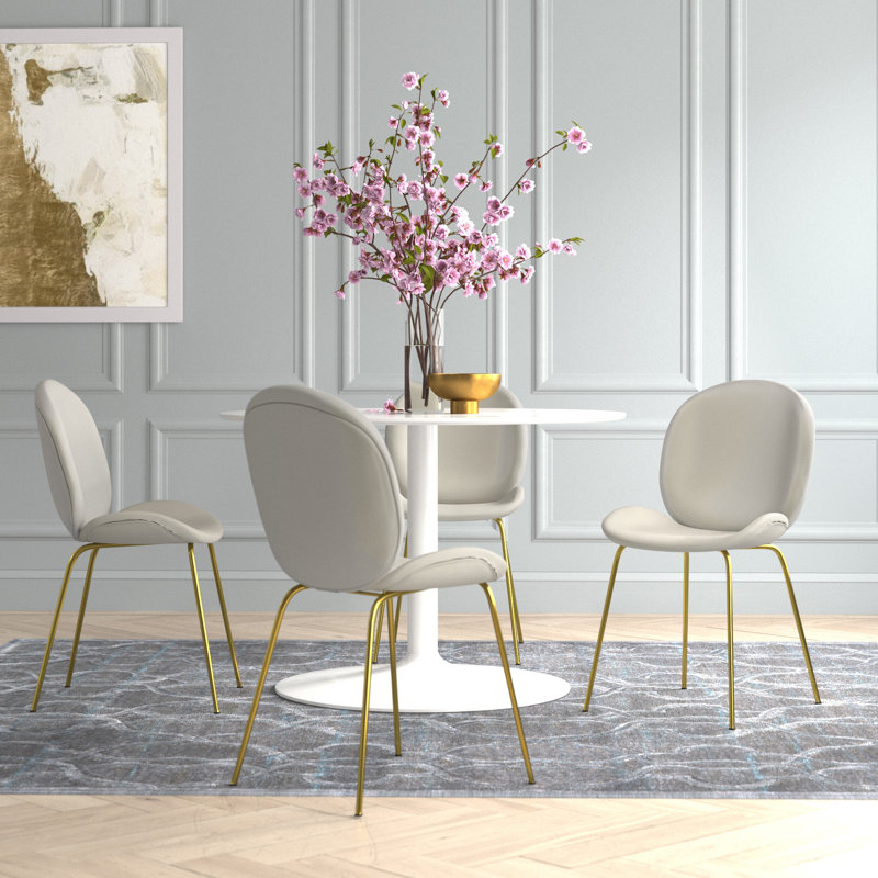 Letellier 17'' H Velvet Upholstered Side Chair, Beige