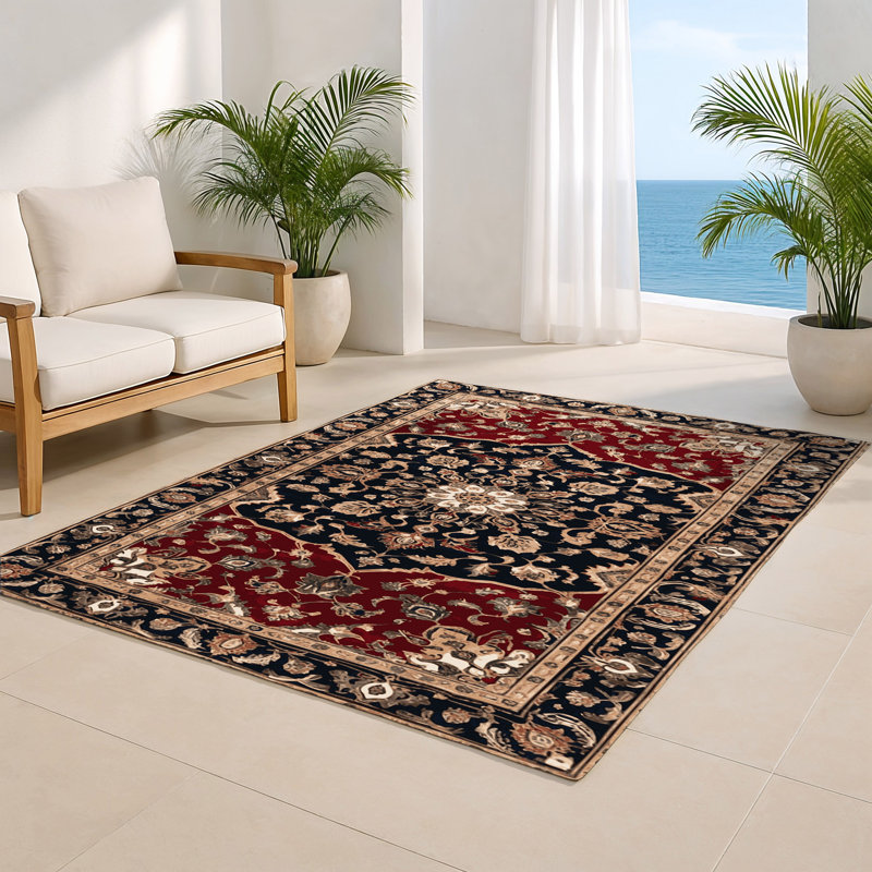 Tapis d'intérieur et d'extérieur noir Persian, Rectangulaire 2 pi x 3 pi