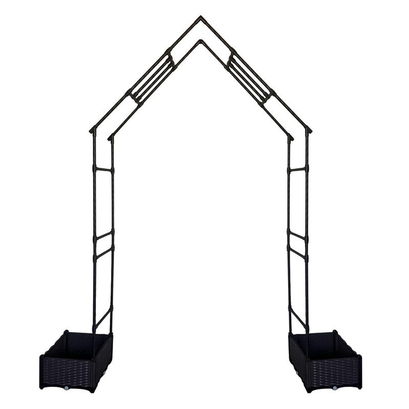 Tonnelle de jardin de 94 po de hauteur avec bacs à fleurs, pour plantes grimpantes, cadre de mariage résistant aux intempéries, arche décorative extérieure pour patio, pelouse et cour arrière