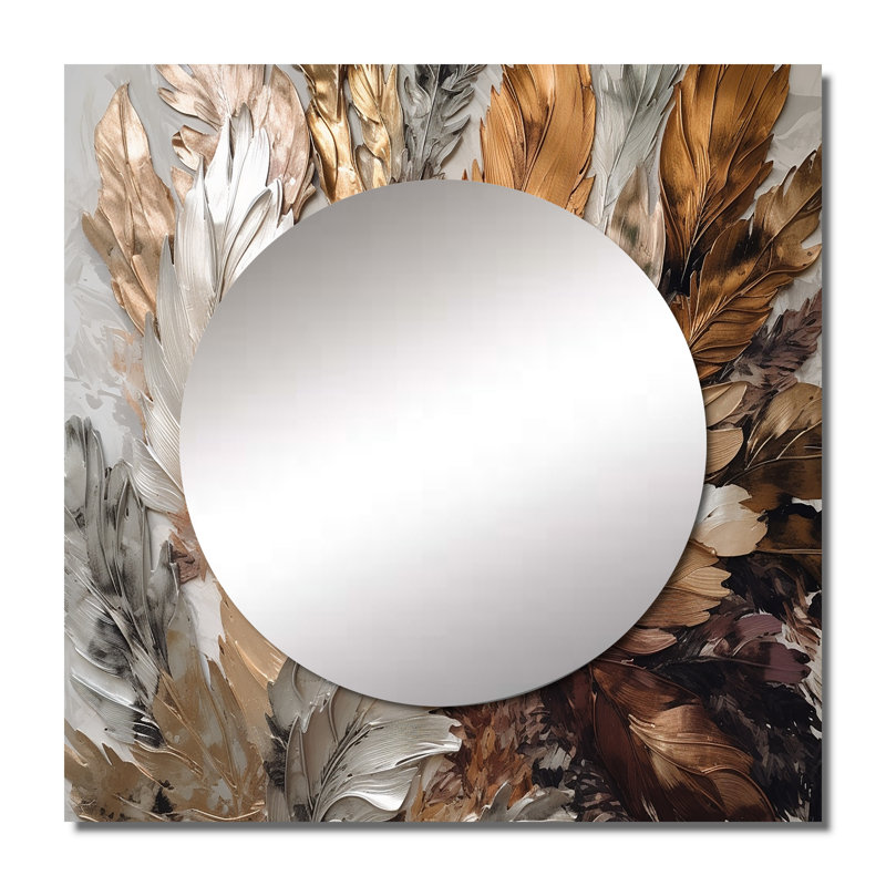 Laruth - Grand miroir carré en plumes glamour pour décoration murale, 29 po x 29 po