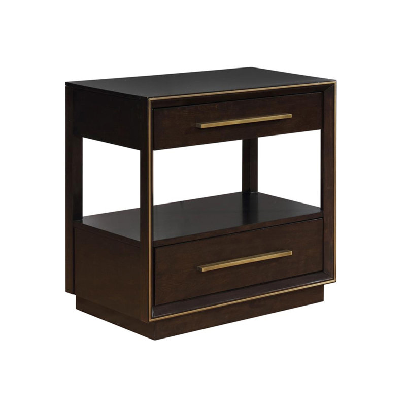 2 Drawers Nightstand With Shelf