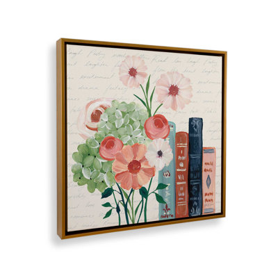 "Livres et fleurs I" par Yvette St. Amant, impression sur toile