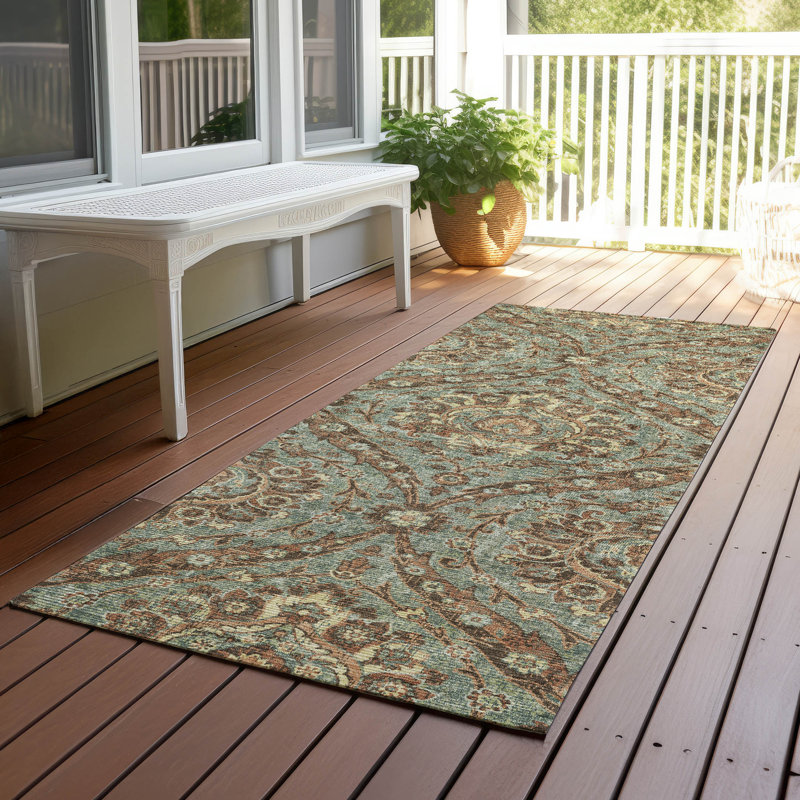 Tapis lavable à la machine intérieur / extérieur ACN2703, Basilic, Tapis de couloir 2 pi 3 po x 7 pi 6 po
