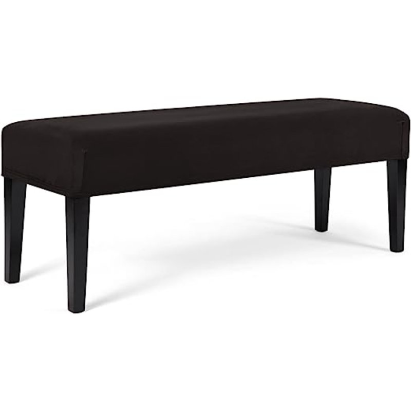 Elbertina Polyester Box Cushion Dining Bench Slipcover, Coffee