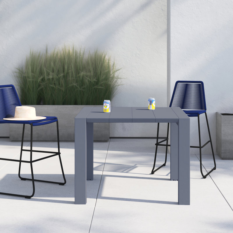 Farrah Square Metal Outdoor Dining Table , 39'' in. W 39'' in. D, Dark Gray