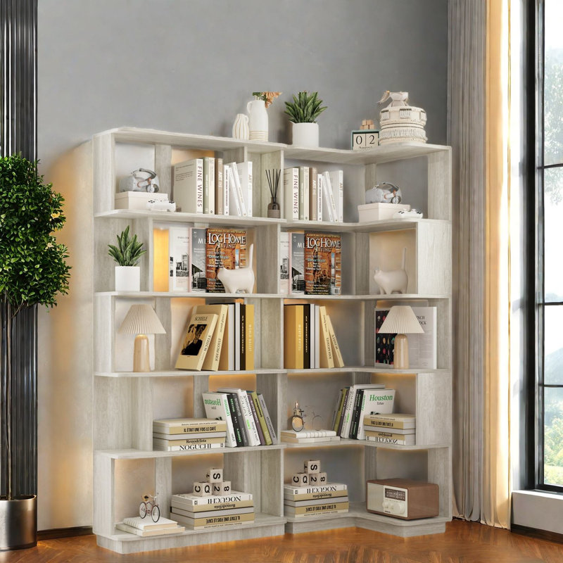 Bibliothèques en MDF multifonctionnelles peu encombrantes, gris clair, rangement pour la maison moderne