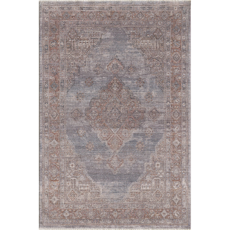 Tapis performance tissé à la machine Adele - gris / rosé - 7 pi 10 po x 9 pi 10 po Adele, 7 pi 10 po x 9 pi 10 po